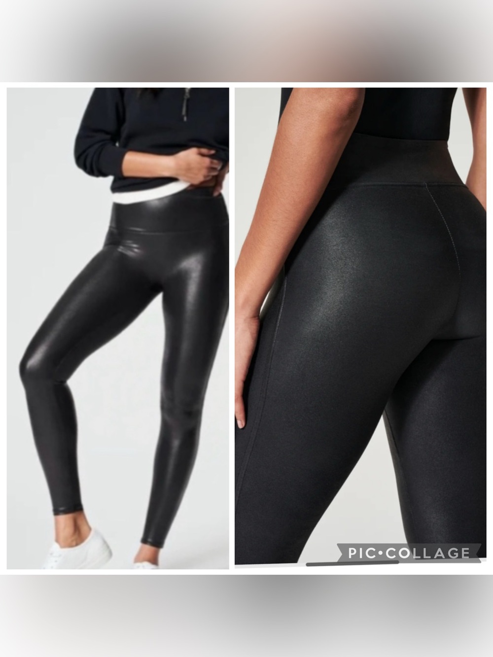 SPANX Shiny Black Faux-Leather High-Rise Leggings